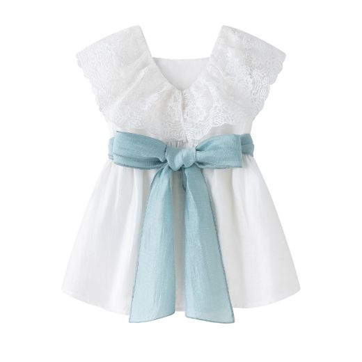 Vestido de Ceremonia Bebé con Encaje y Lazo