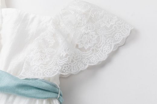 Vestido de Ceremonia Bebé con Encaje y Lazo