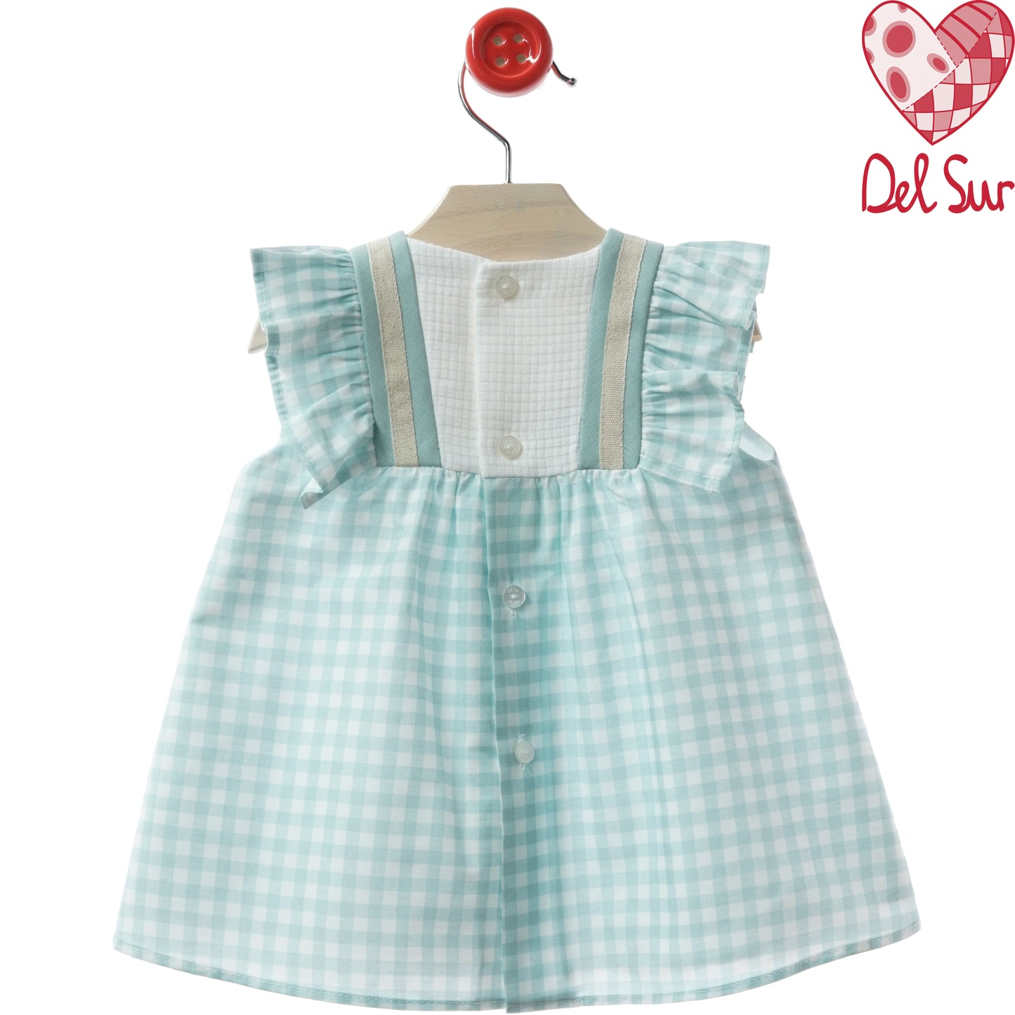 Vestido bebé Módena Del Sur cuadros vichy verde agua | 3-36 meses