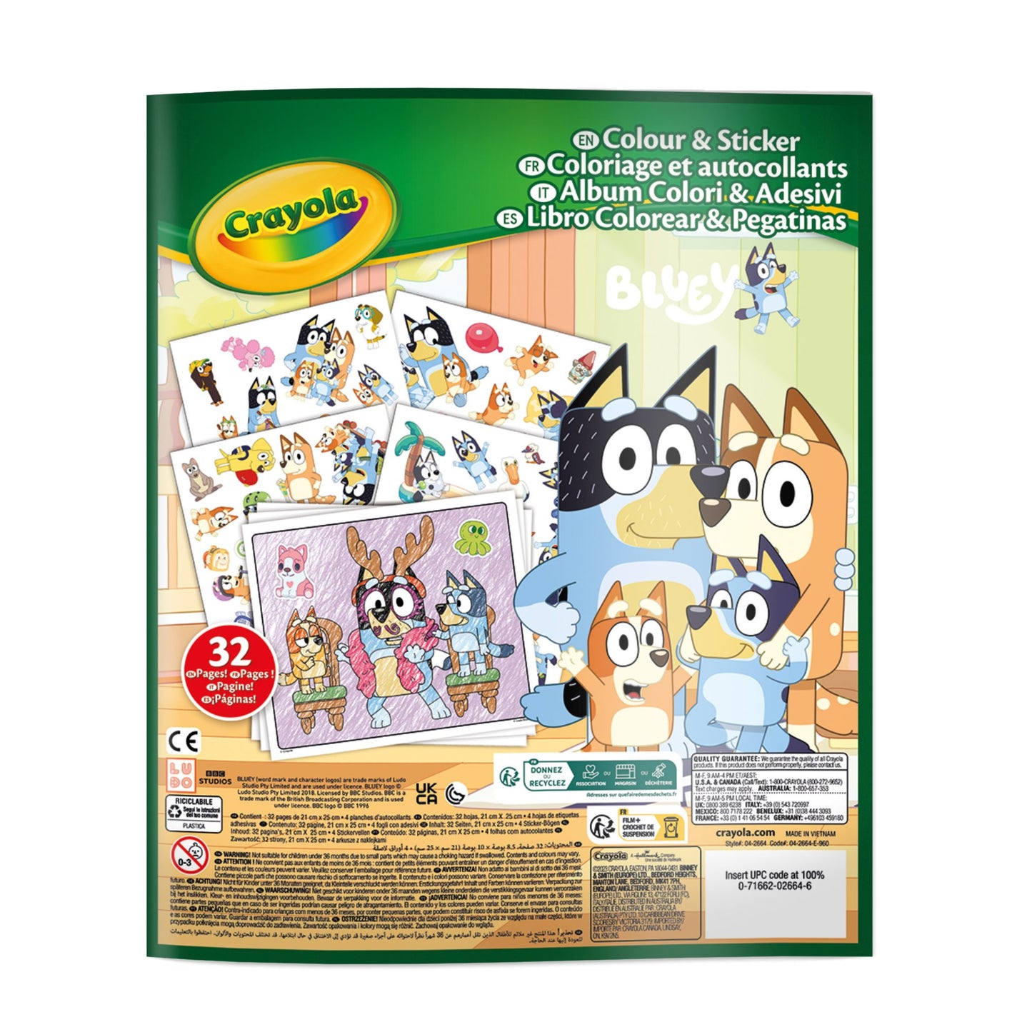 Crayola, Álbum para Colorear con Pegatinas, 32 Páginas y 4 Hojas de Pegatinas Incluidas de la Perrita Bluey