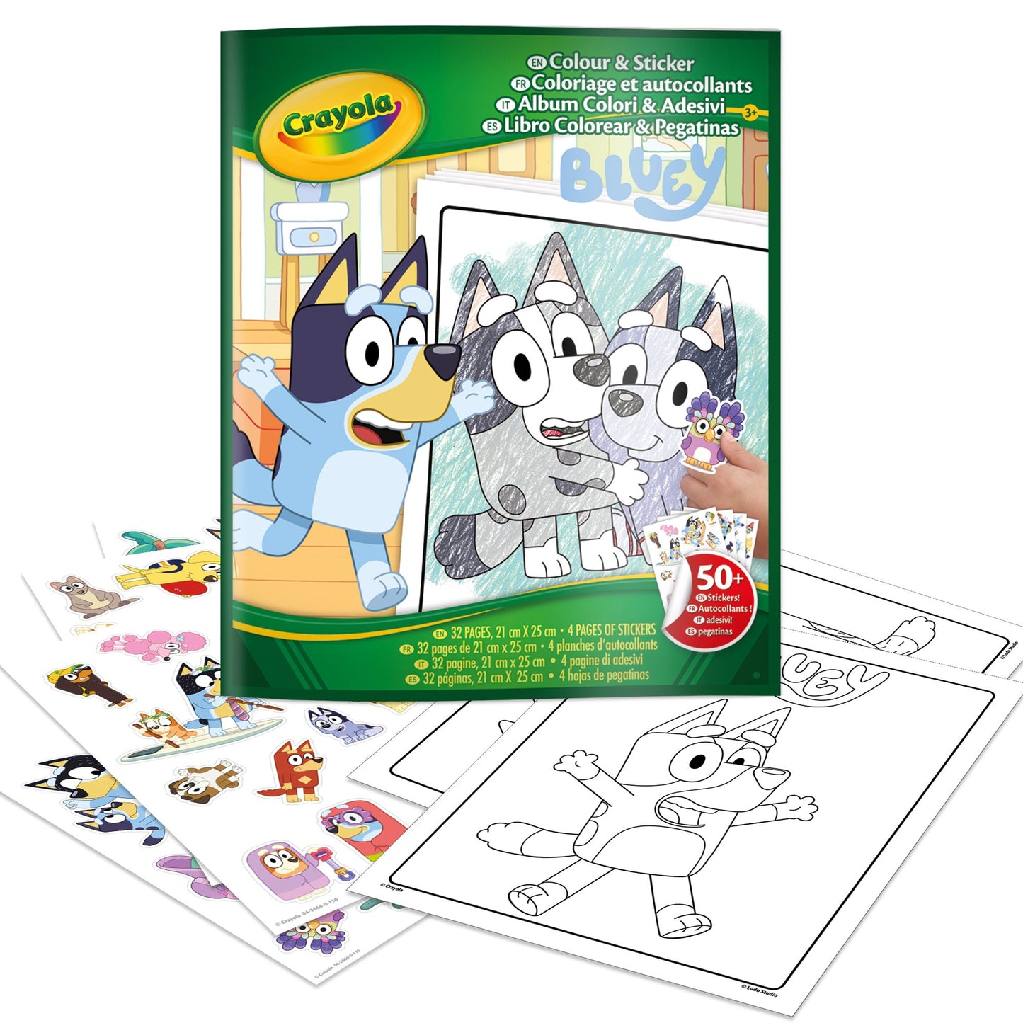Crayola, Álbum para Colorear con Pegatinas, 32 Páginas y 4 Hojas de Pegatinas Incluidas de la Perrita Bluey
