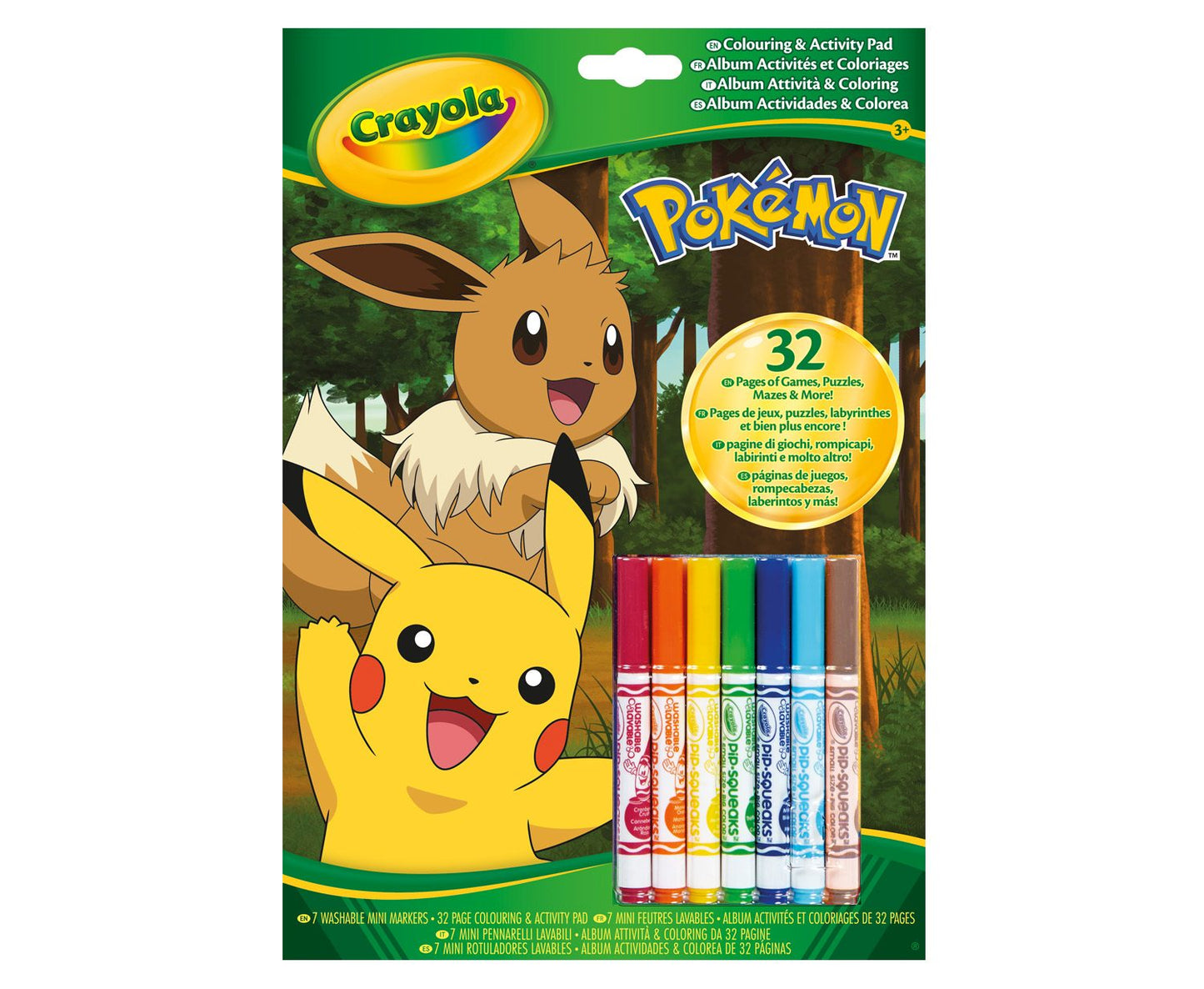 Libro Actividades Pokemon 7 Rotuladores CRAYOLA