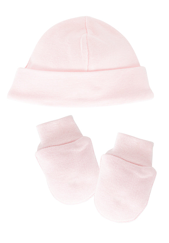 Conjunto de primeras puestas en este Pack natal ( gorro+manopla) rosa 100% algodón Calamaro