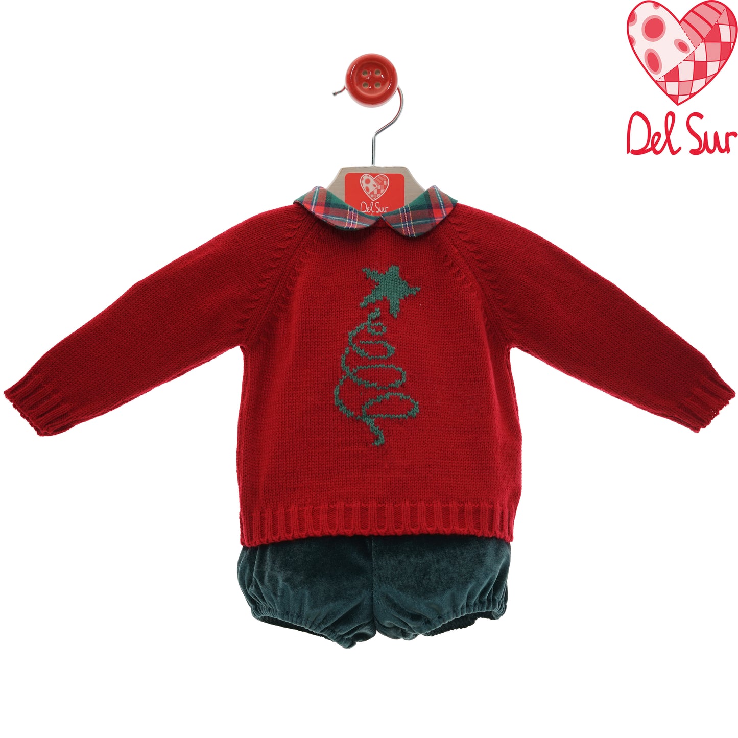 Conjunto bebé pololo  bebe musgo colección navidad 1-36 meses Del Sur