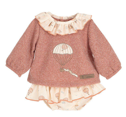 Conjunto Pololo Anemoi Calamaro | Bebé Niña 1-36 Meses con Volantes