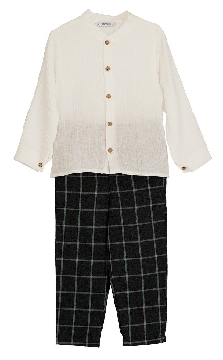 Conjunto 3 Piezas Zonda Calamaro niño | Camisa, chaleco con capucha y pantalón | 100% algodón