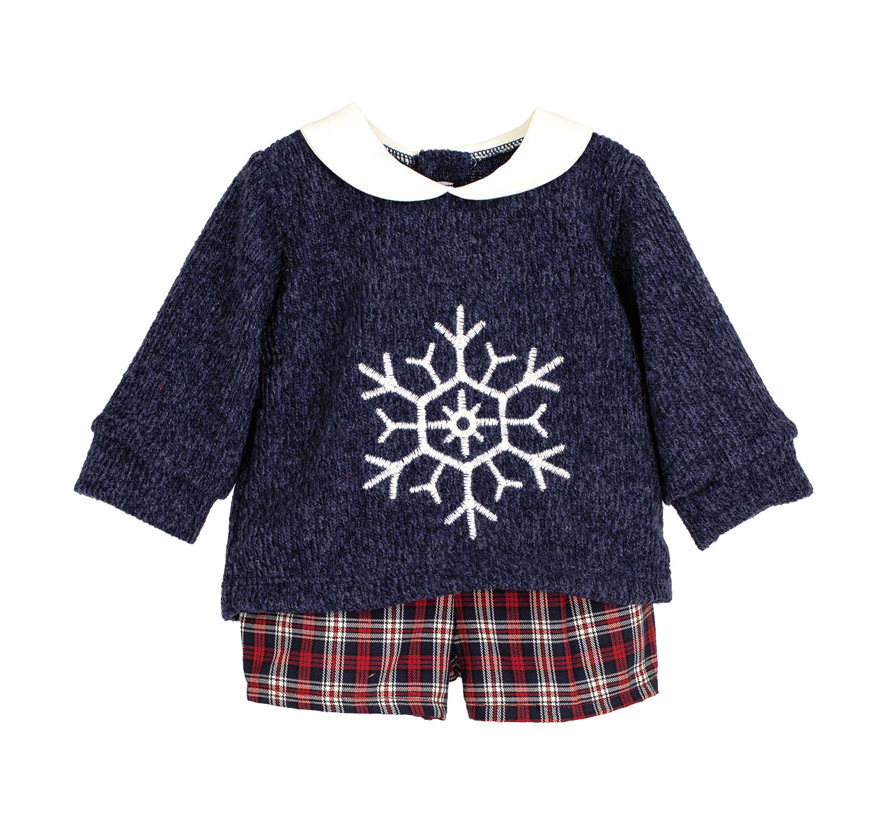 Conjunto Navidad Monzón Calamaro niño bebé 1-36 meses – Jersey terciopelo + pantalón cuadros