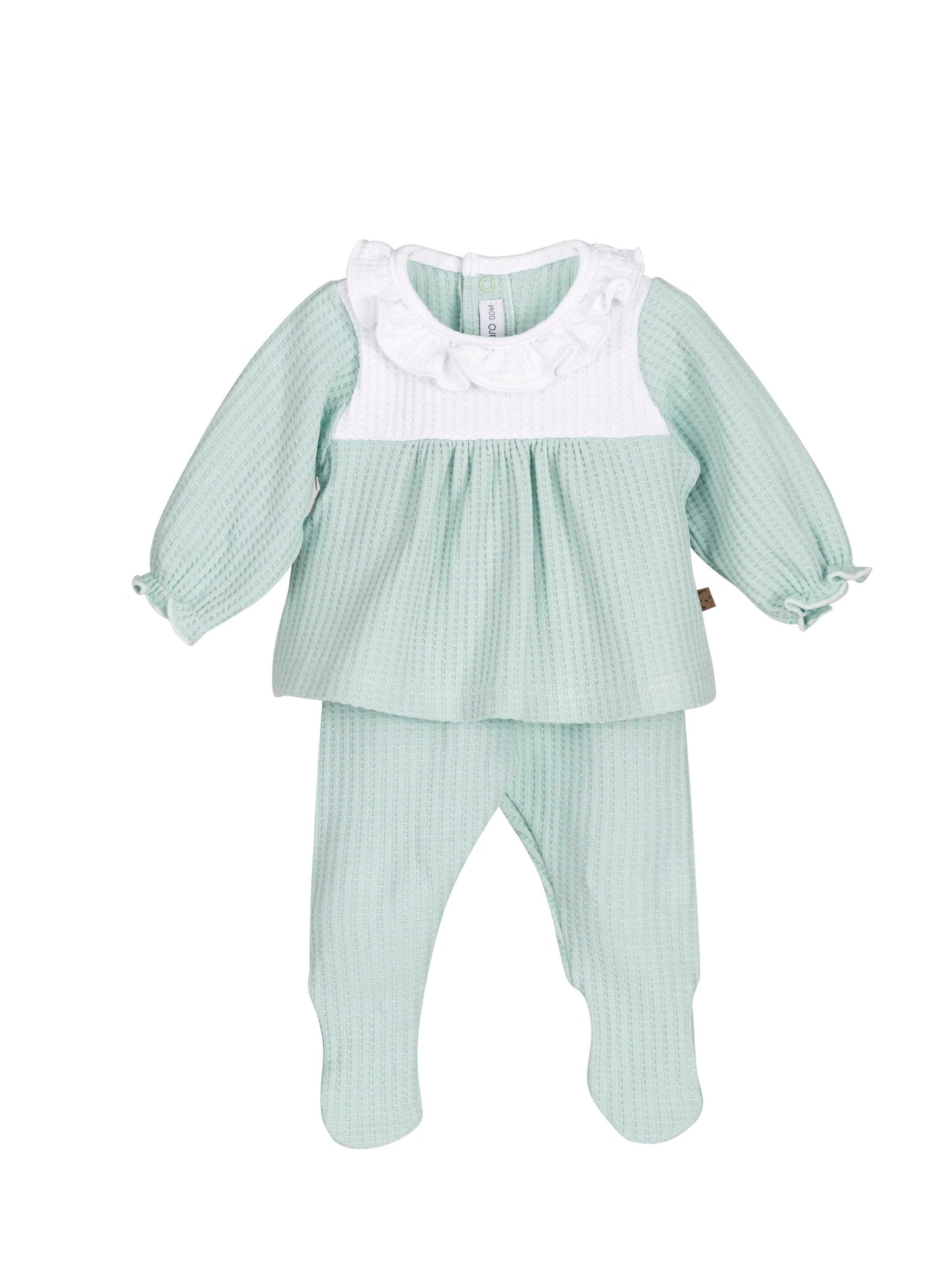 Conjunto polaina Rodas con volante bebé Calamaro 00-6 meses · Primeras puestas · Mint, Rosa y Arena