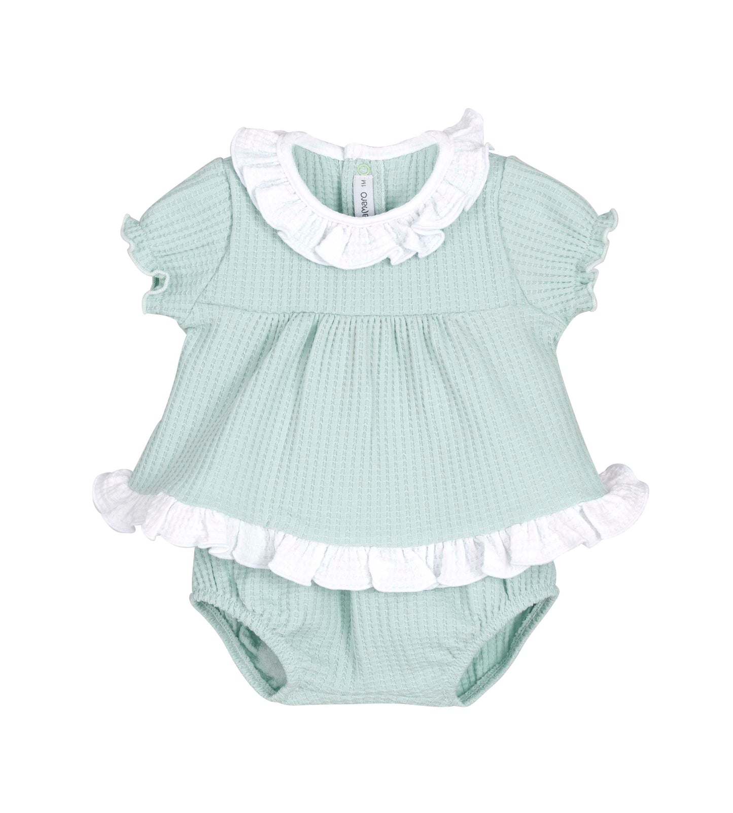Conjunto Pololo Rodas bebé Calamaro 0-6 meses · Rosa, Mint y Arena · Primeras puestas