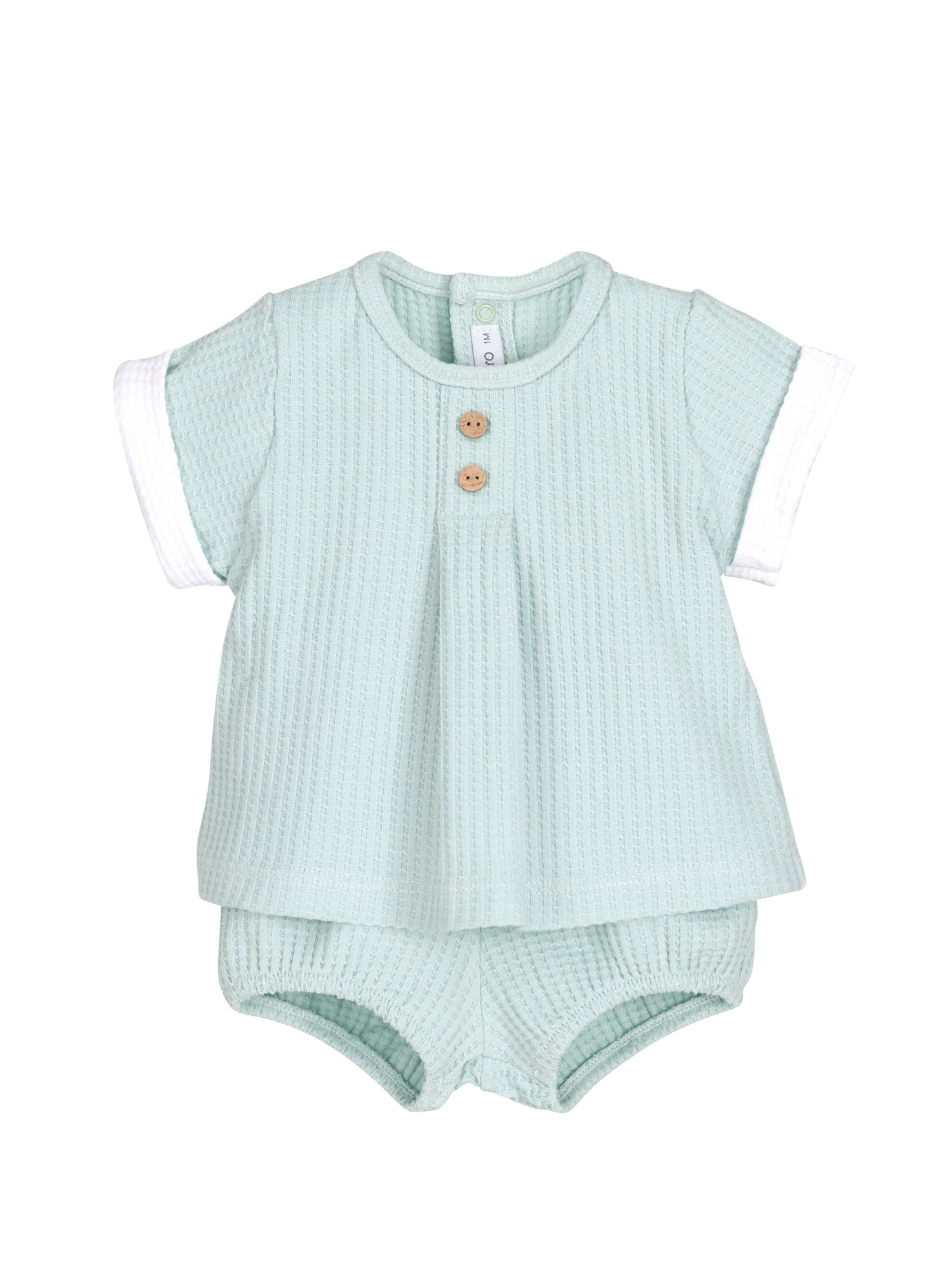 Conjunto Pololo Rodas bebé Calamaro 0-6 meses · Celeste, Mint y Arena