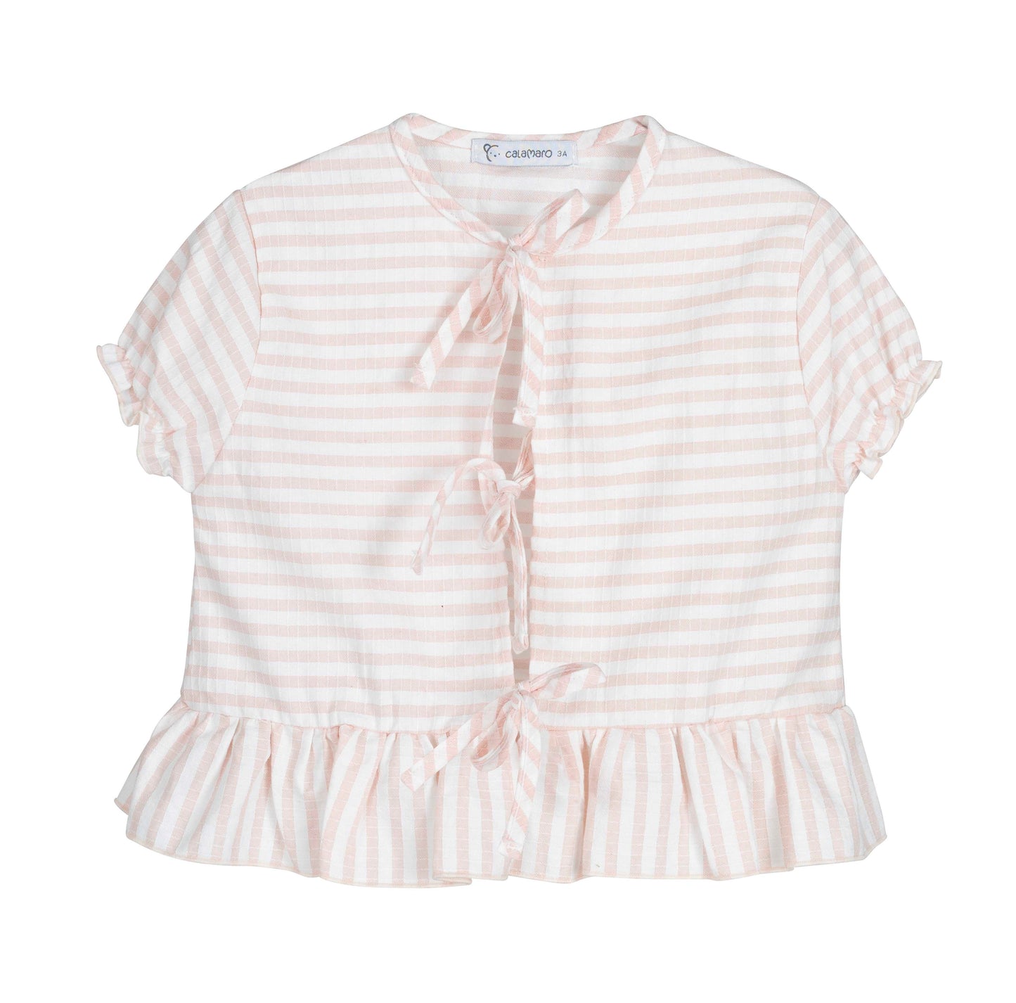 Conjunto infantil Calamaro Bundi blusa de rayas y falda rosa | Tallas 3 a 10 años