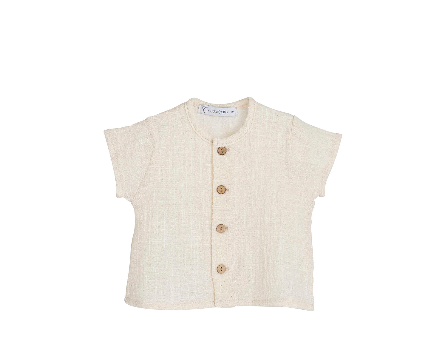 Conjunto infantil Mathura camisa cruda y short verde oliva 3-6 años