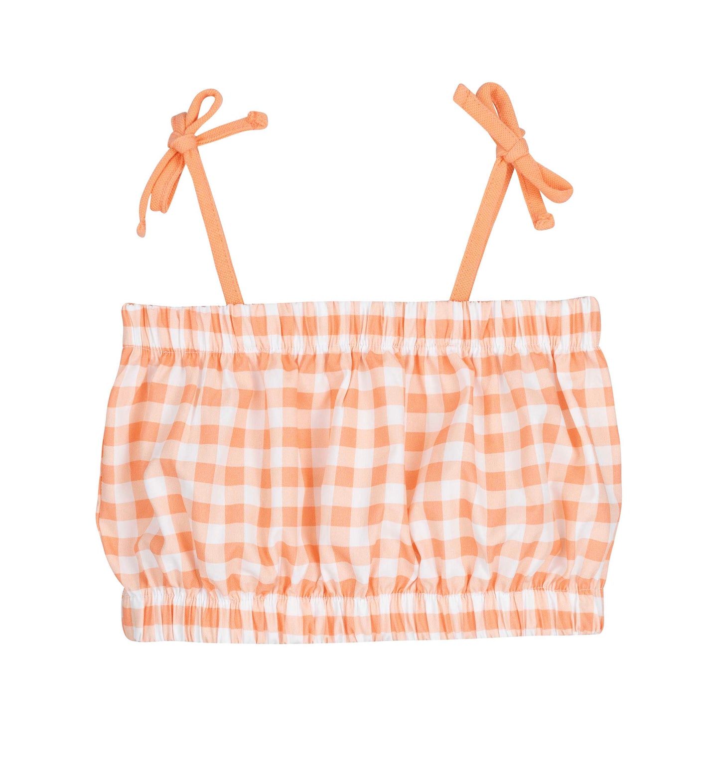 Conjunto niña top y pantalón cuadros naranja Familia Baño Calamaro 3-6 años