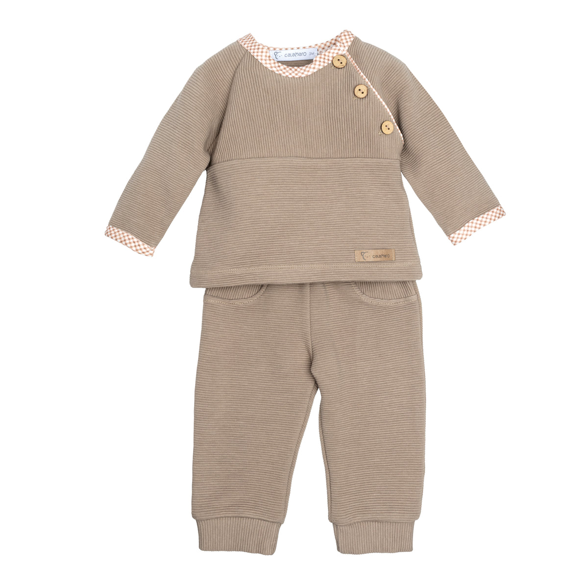 🤎 Conjunto de canalé con detalle de cuadros – Familia Meis