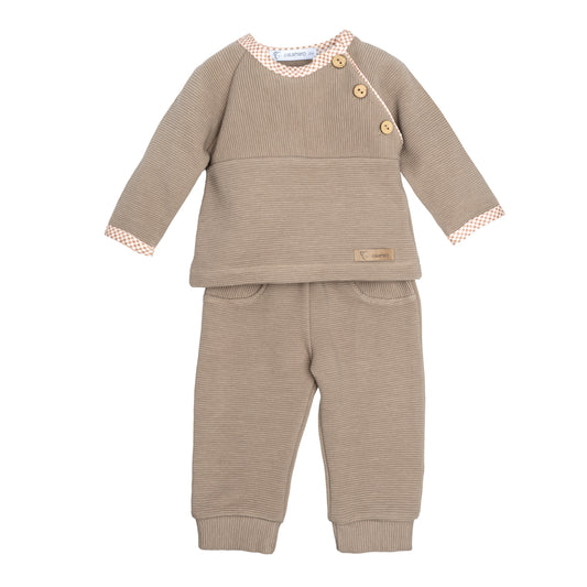 🤎 Conjunto de canalé con detalle de cuadros – Familia Meis