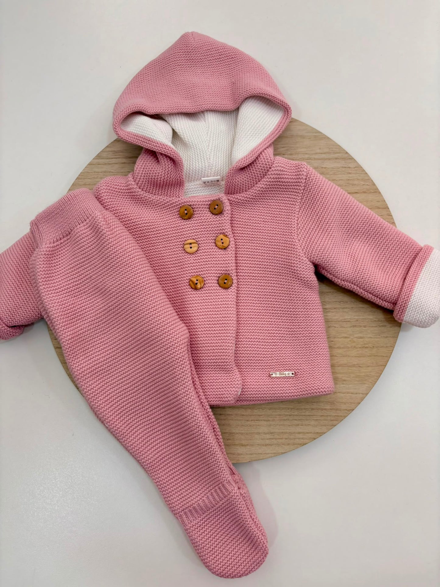 San Francisco de Punto Básico con Capucha Rosa Empolvado | Tallas 1 a 12 Meses | Siju Moda Infantil