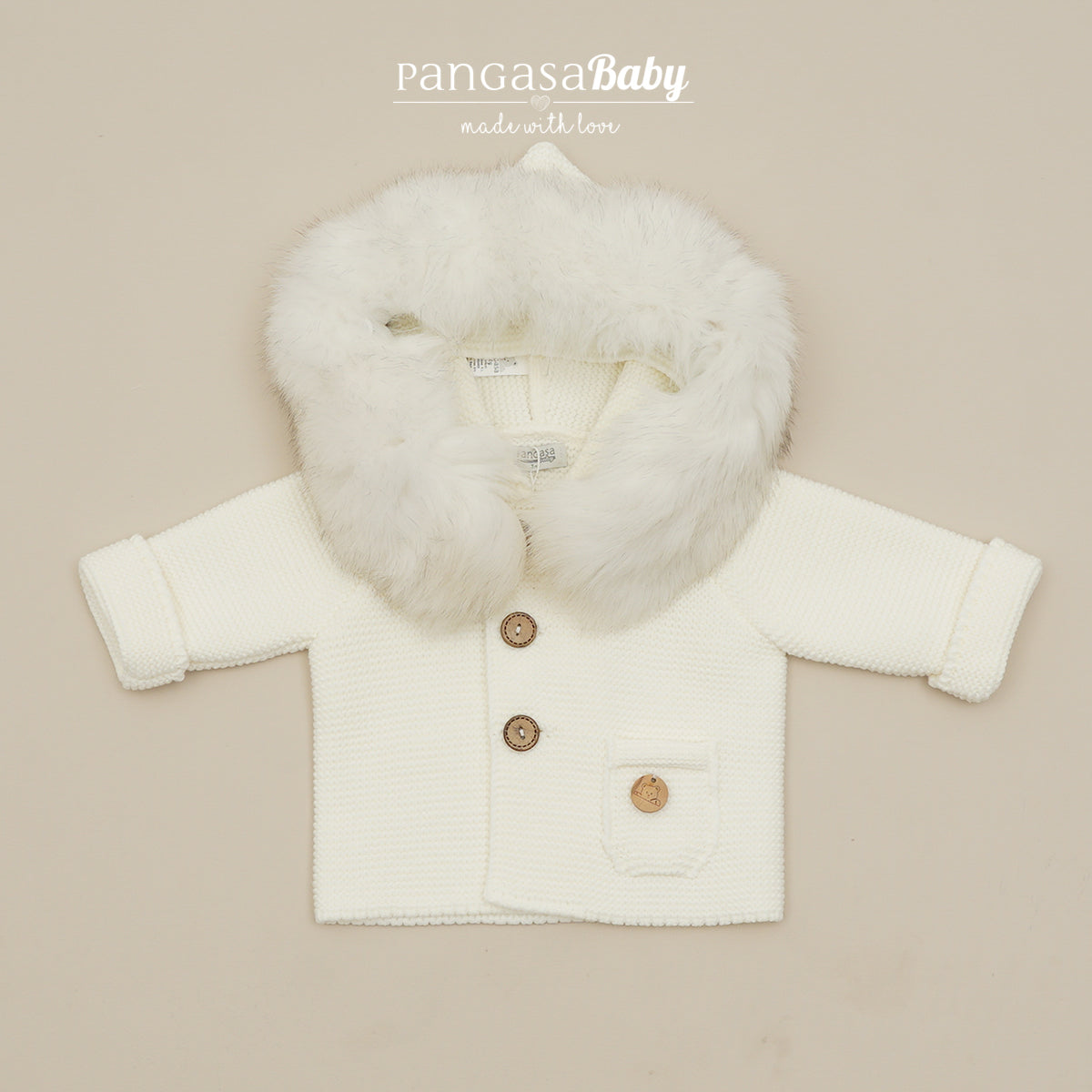 Trenka Luxury Pelo Marfil Pangasa Baby 🤍 Abrigo elegante y suave para bebé