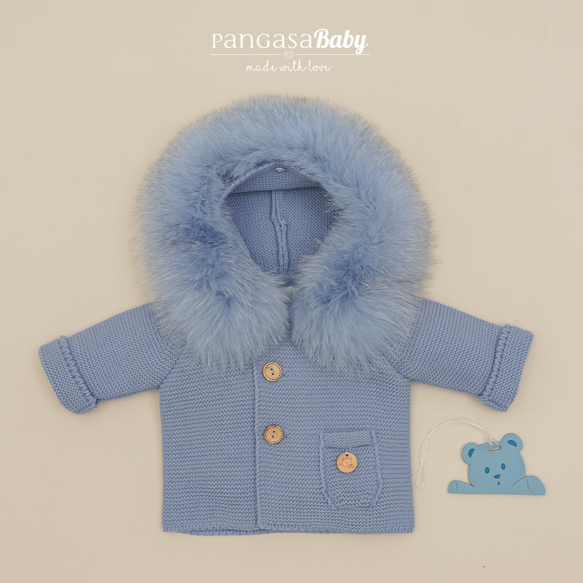 Trenka Luxury Azul Bruma Pangasa Baby 🐚 Abrigo con encanto para tu bebé