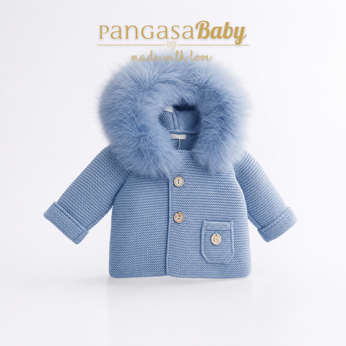 Trenka Luxury Azul Bruma Pangasa Baby 🐚 Abrigo con encanto para tu bebé