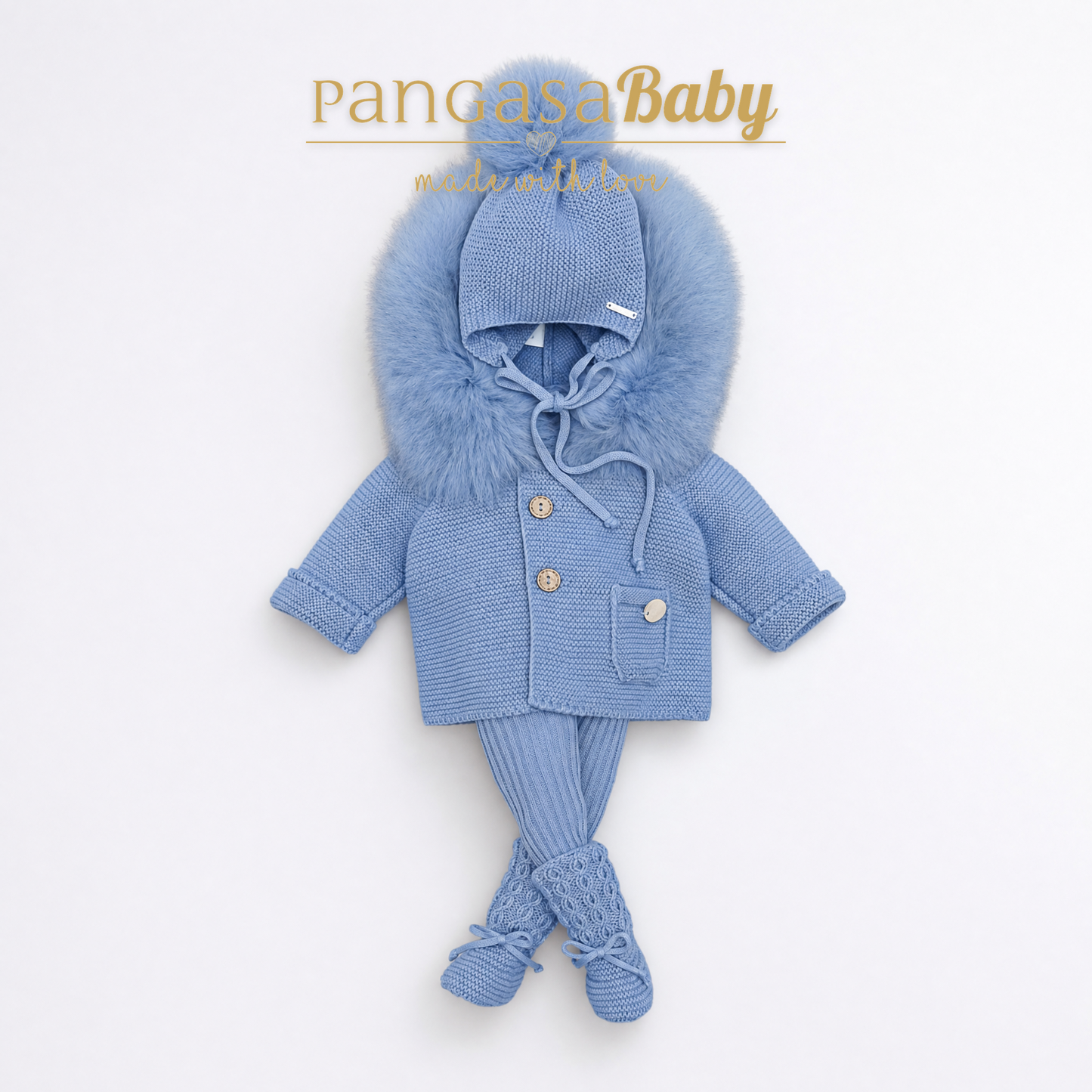 Trenka Luxury Azul Bruma Pangasa Baby 🐚 Abrigo con encanto para tu bebé