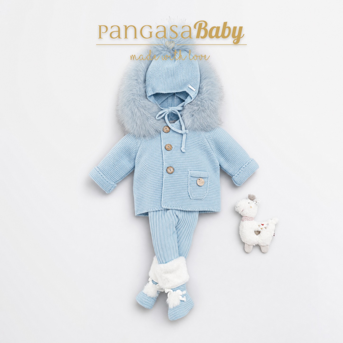 Trenka Luxury Pelo Celeste Empolvado Pangasa Baby 💙 Suavidad, abrigo y estilo para tu bebé