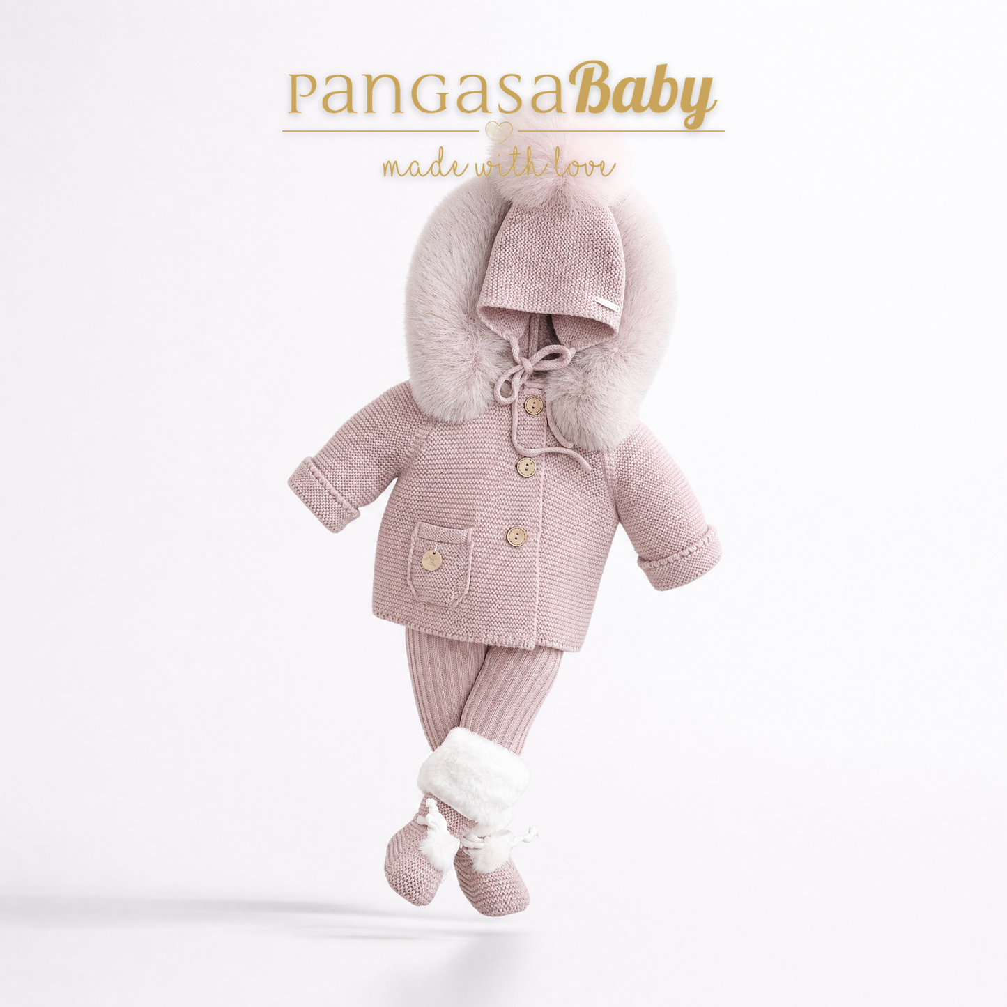 Trenka Luxury Pelo Rosa Vintage Pangasa Baby 🌷 Abrigo dulce y elegante para tu peque