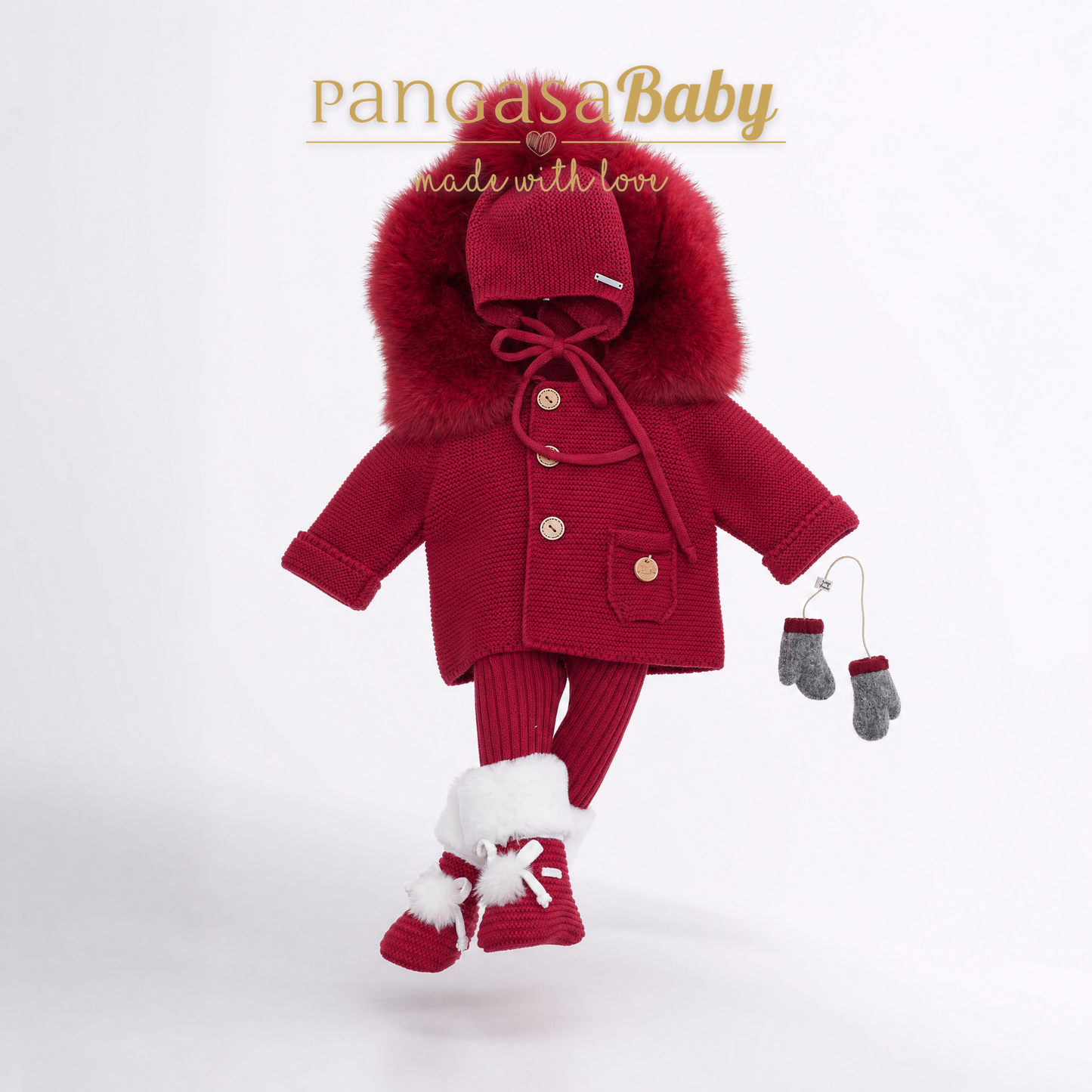 Gorro Orejero Aviador Granate Pangasa Baby  3-36M | Con pompón desmontable