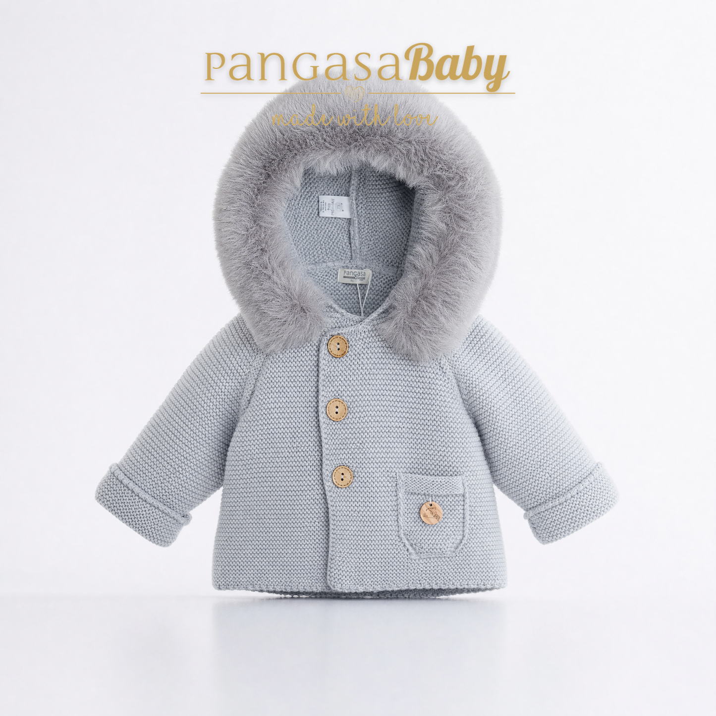 Trenka Luxury Pelo Gris Pangasa Baby 🐭 Abrigo suave y elegante para tu peque