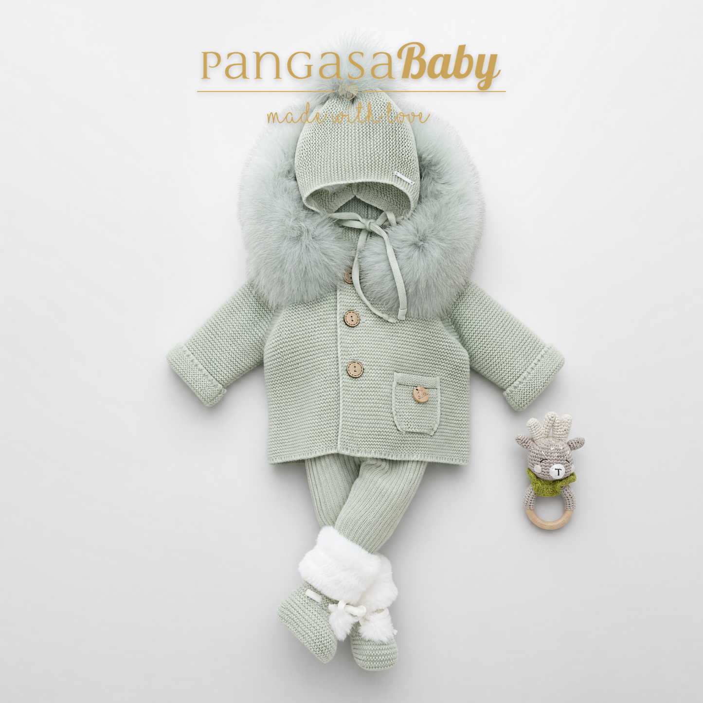 Trenka Luxury Verde Hoja Pangasa Baby 🍃 Abrigo con estilo natural para tu peque