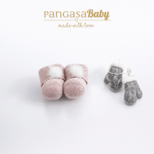 Botita Pompón Bebé rosa vintage  - Pangasa Baby