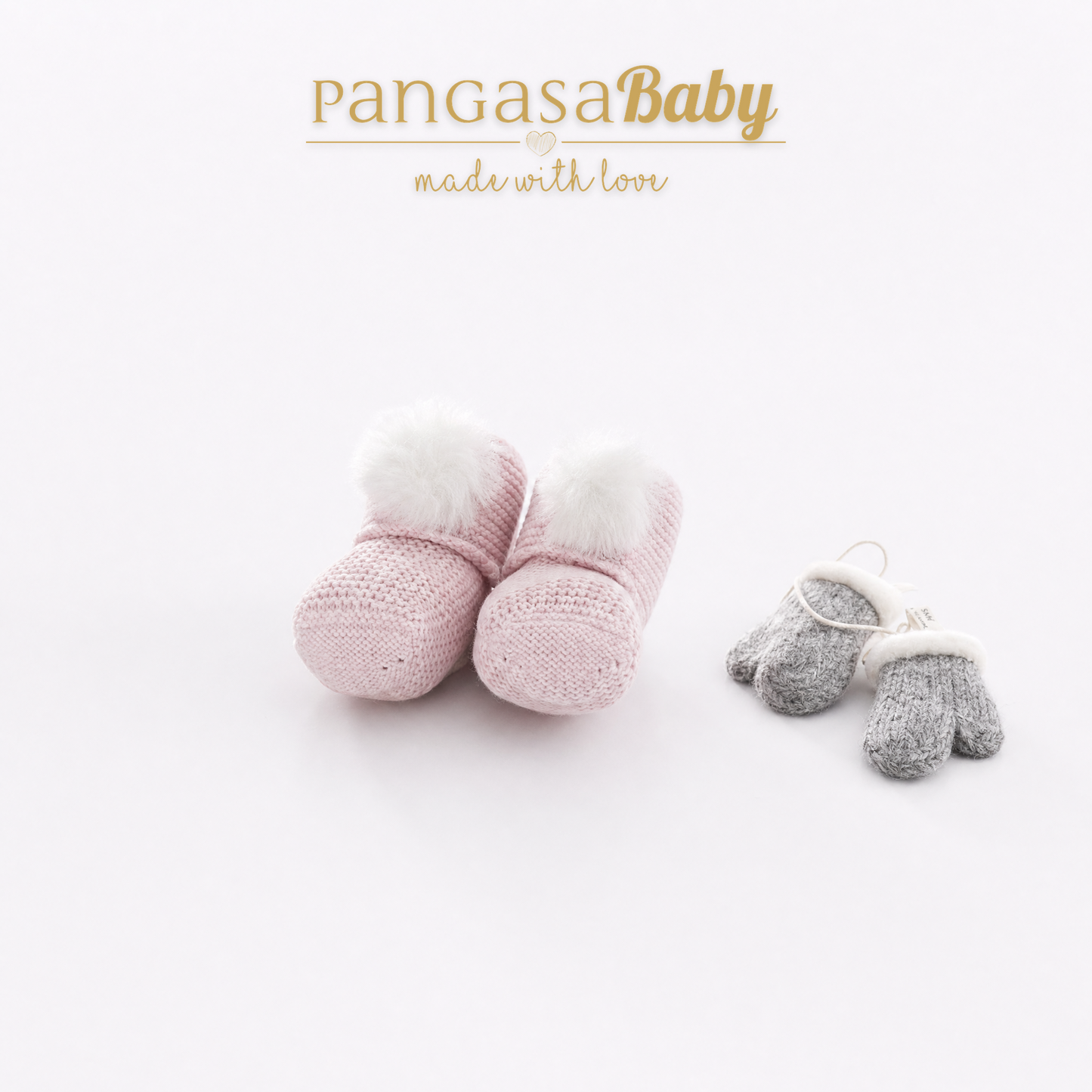 Botita Pompón Bebé rosa Empolvado - Pangasa Baby