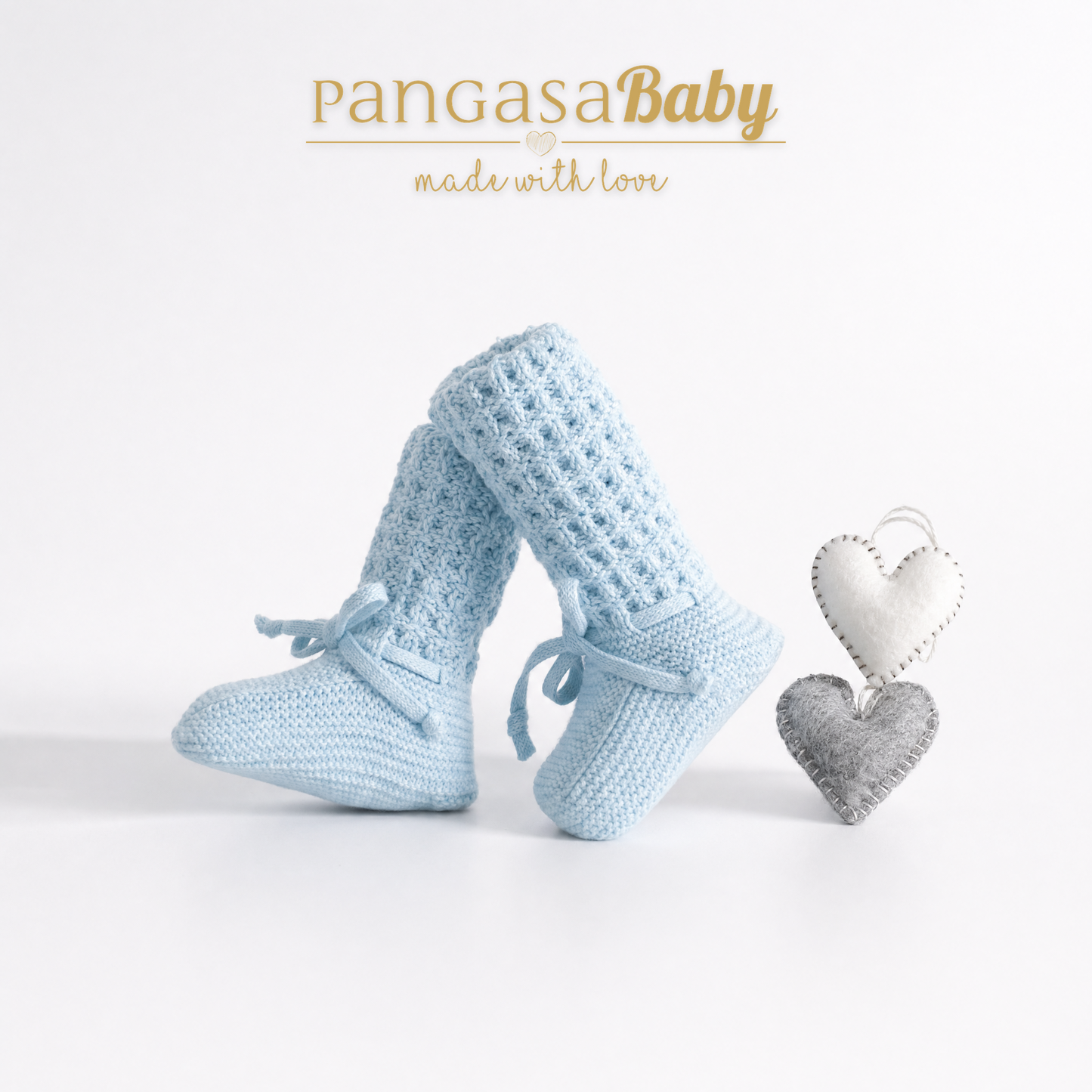 Botitas Altas Ochos celeste empolvado - Pangasa Baby