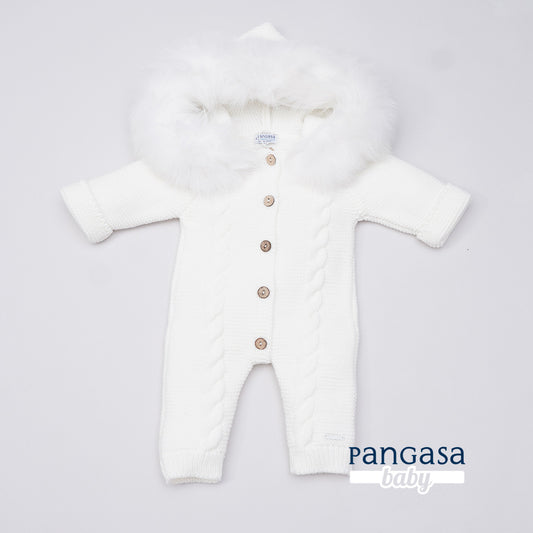 Buzo Bebé Ochos Color Marfil con Capucha Desmontable 0-12 Meses | Pangasa