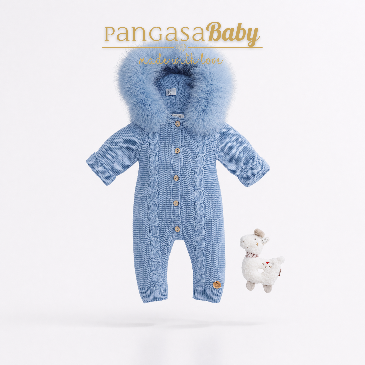 Buzo Bebé Ochos Color Azul Bruma con Capucha Desmontable 0-12 Meses | Pangasa