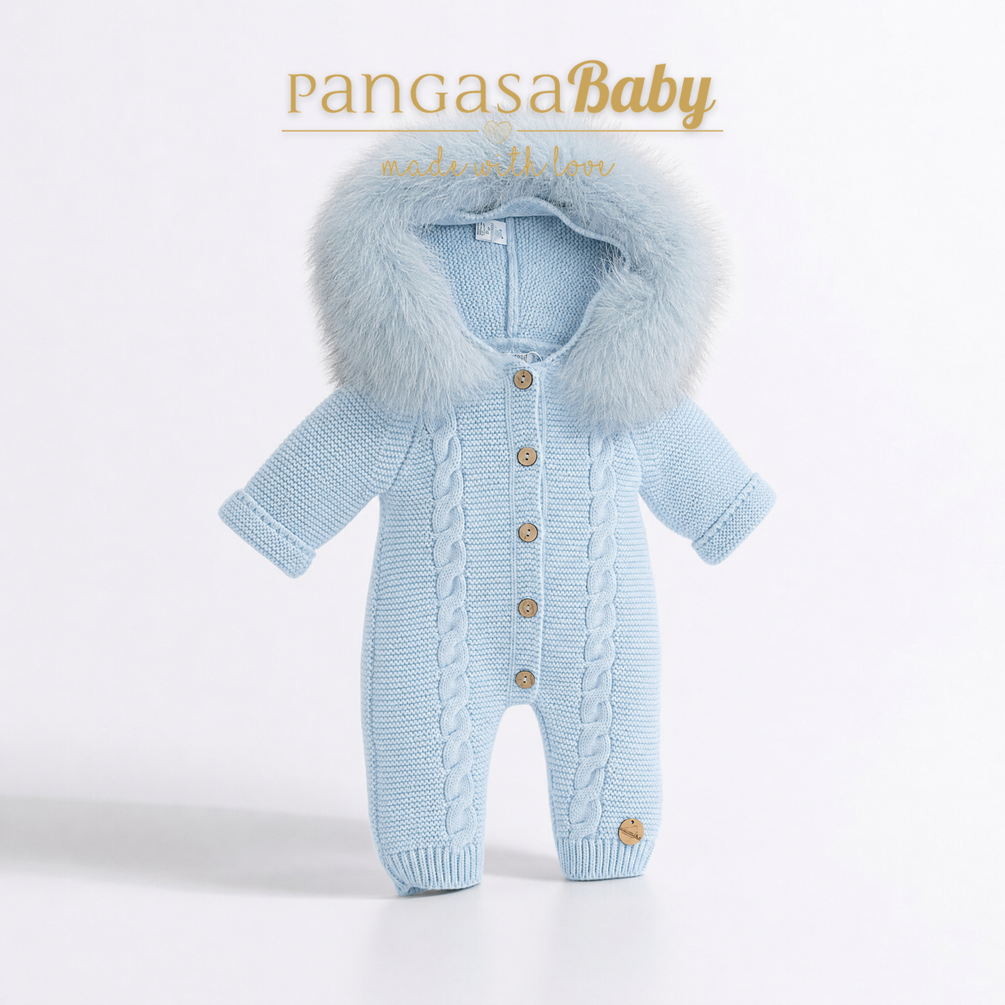 Buzo Ochos Pangasa Baby Celeste Empolvado con Pelo 🩵