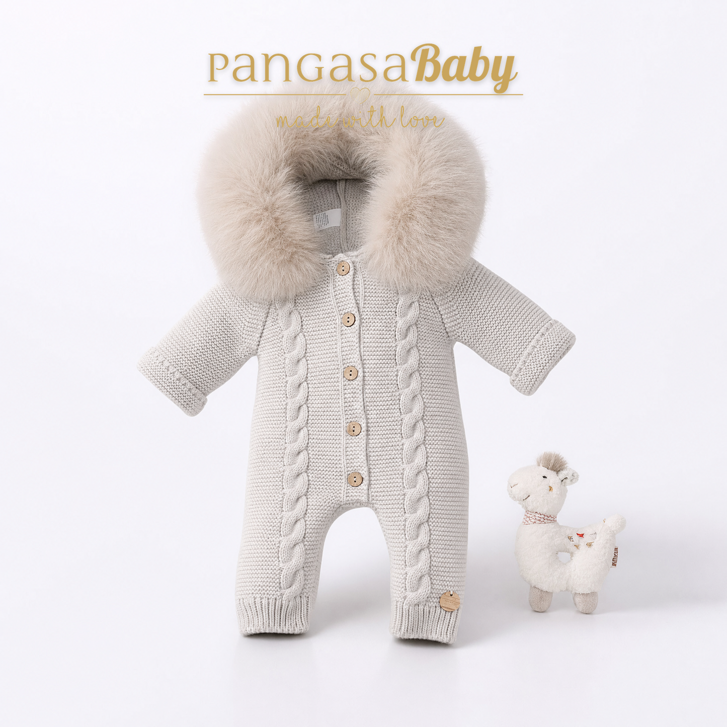 Buzo Bebé Ochos Color Camel con Capucha Desmontable 0-12 Meses | Pangasa
