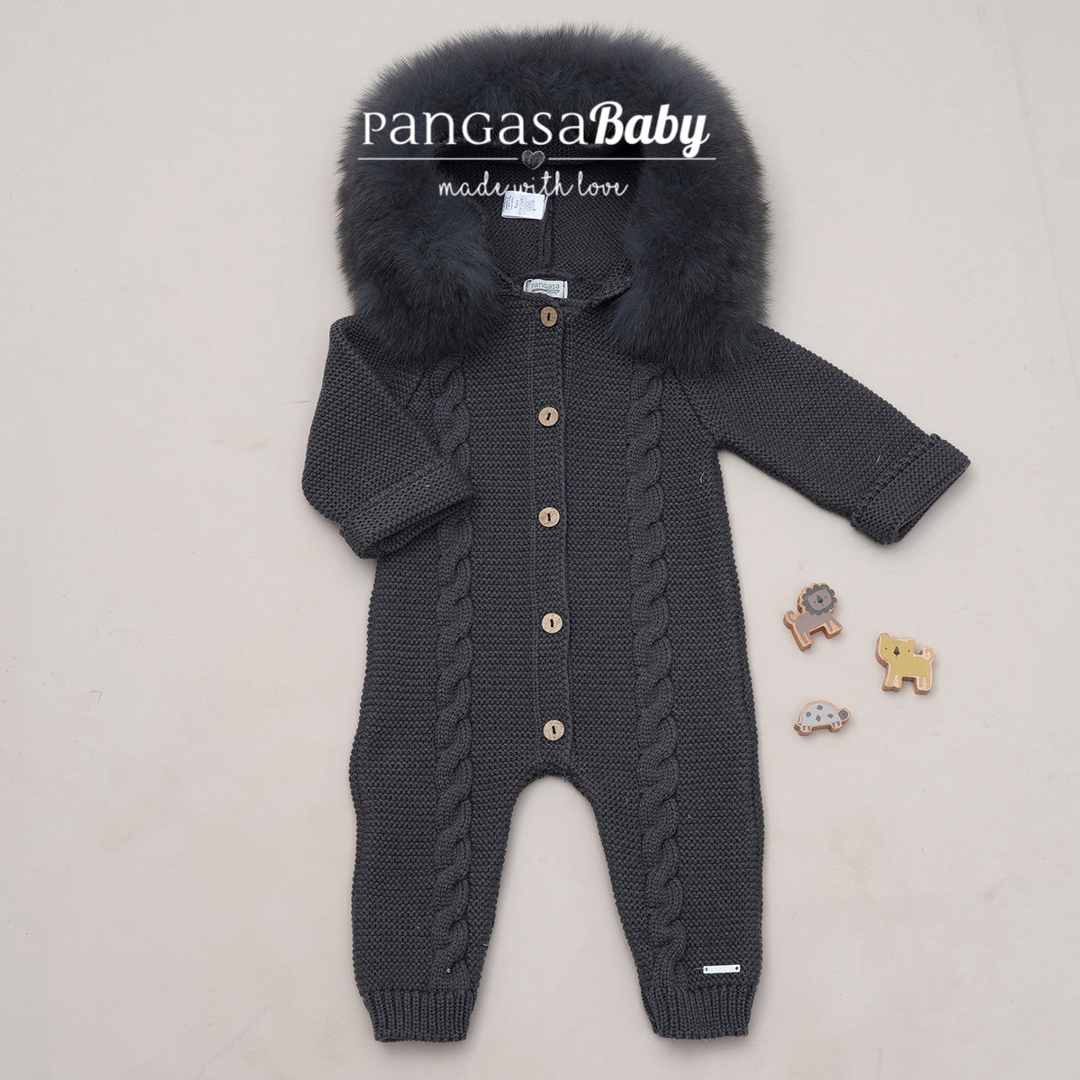 Buzo Bebé Ochos Color Marengo con Capucha Desmontable 0-12 Meses | Pangasa