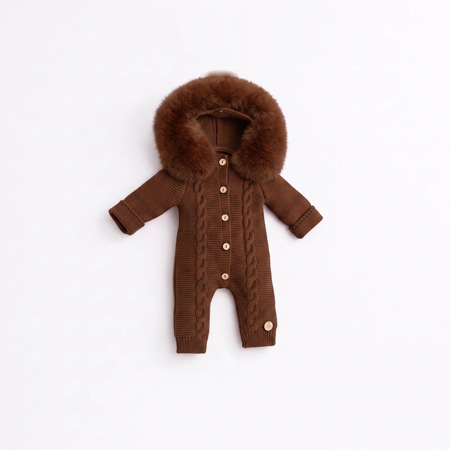 Buzo Bebé Ochos Color chocolate con Capucha Desmontable 0-12 Meses | Pangasa