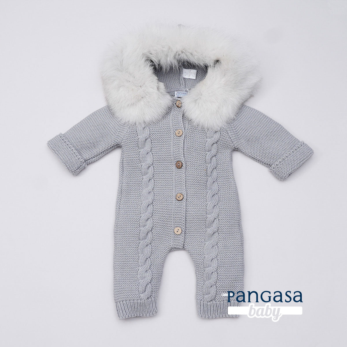 Buzo Bebé Ochos Color Gris con Capucha Desmontable 0-12 Meses | Pangasa