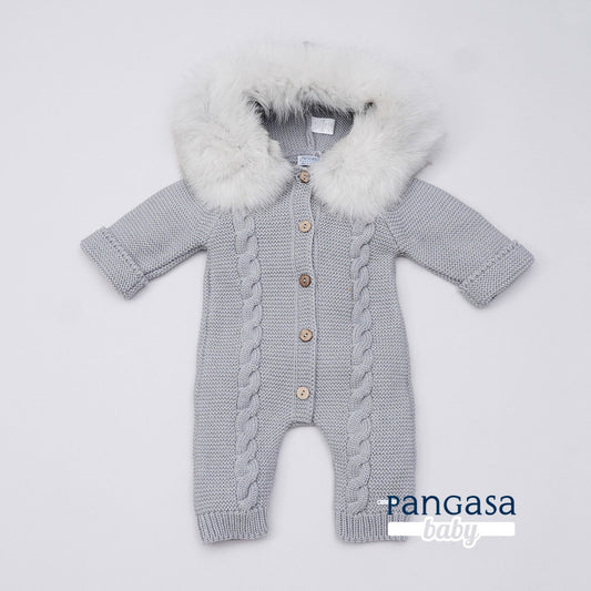 Buzo Bebé Ochos Color Gris con Capucha Desmontable 0-12 Meses | Pangasa