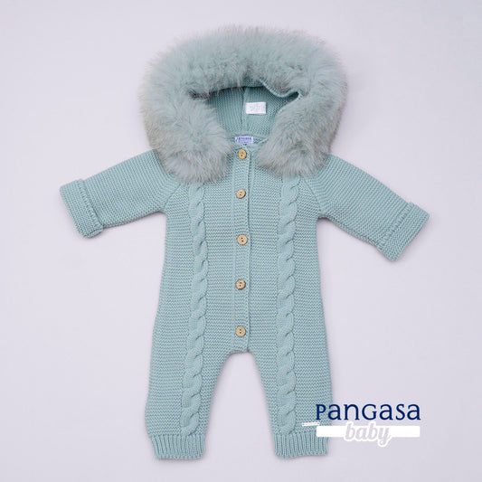Buzo Bebé Ochos Color Verde Mint con Capucha Desmontable 0-12 Meses | Pangasa
