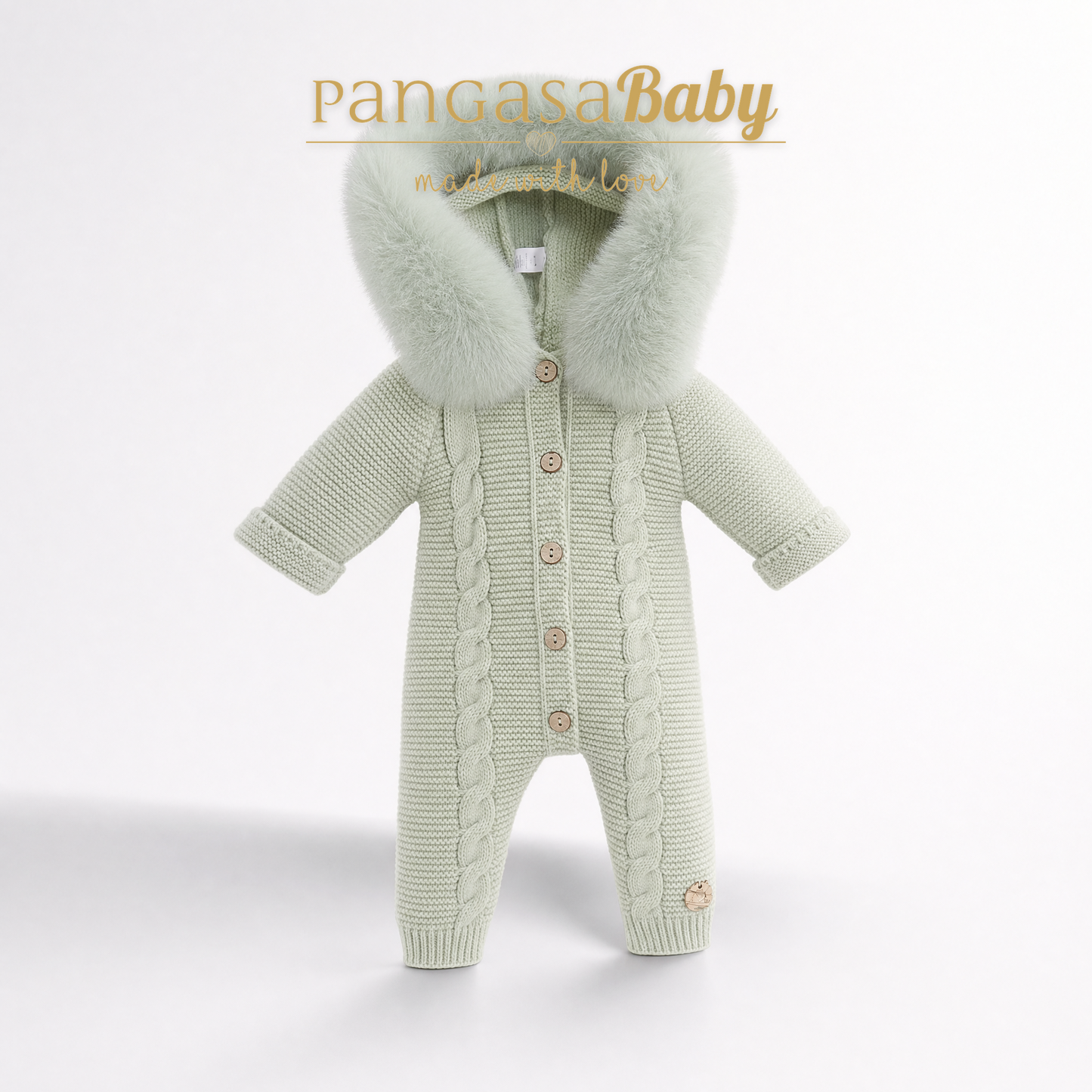 Buzo Bebé Ochos Color Verde Hoja con Capucha Desmontable 0-12 Meses | Pangasa