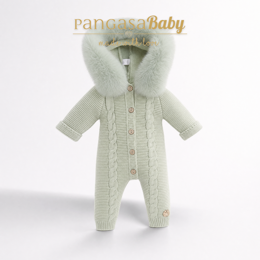 Buzo Bebé Ochos Color Verde Hoja con Capucha Desmontable 0-12 Meses | Pangasa