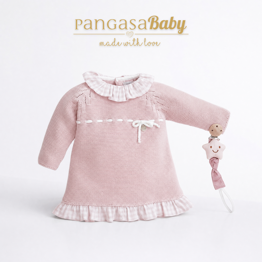 Vestido Soft Todo Punto Pangasa Baby | Rosa Empolvado | 1-24 meses