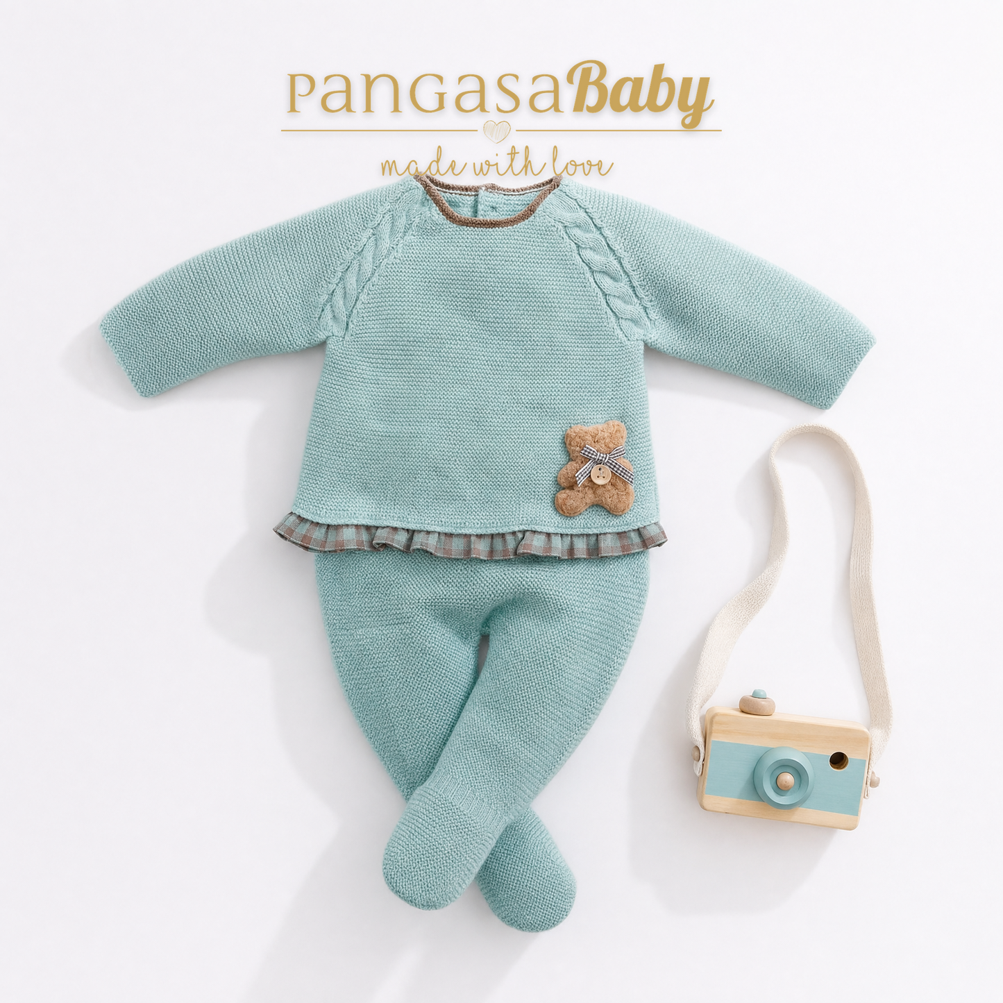 P.PUESTA VOLANTE VICHY MINT + GORRO POLAINA VERDE MINT 0-12 meses