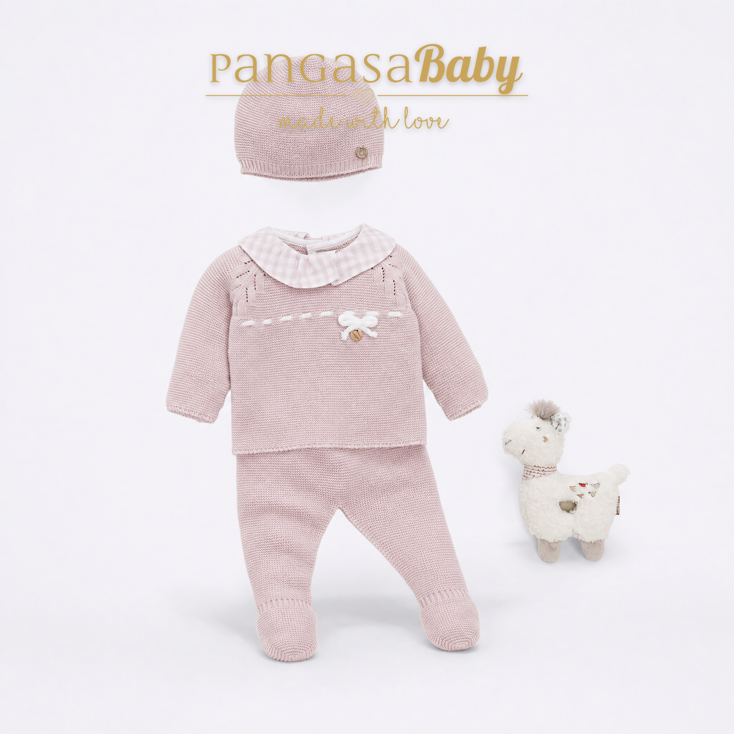 P.Puesta C. Volante Soft + Gorro Pangasa Baby | Rosa Empolvado | 0-12 meses
