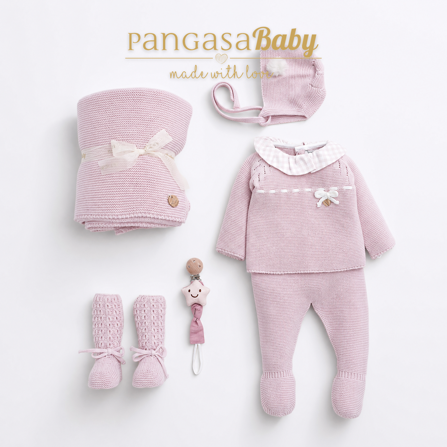 P.Puesta C. Volante Soft + Gorro Pangasa Baby | Rosa Empolvado | 0-12 meses