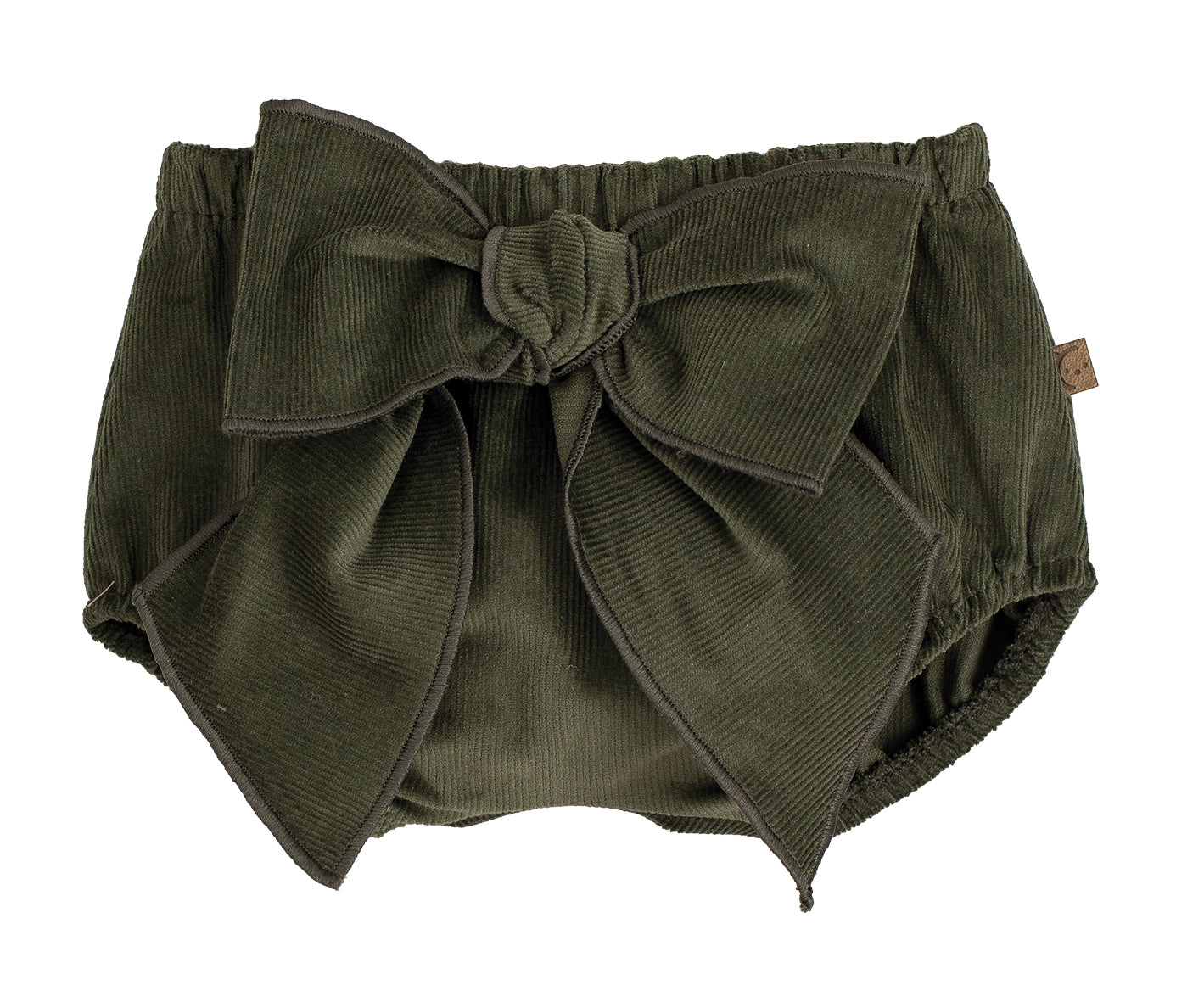 Pololo Pampero micro pana verde con lazo | Cubre pañal bebé Calamaro | Tallas 1-36 meses