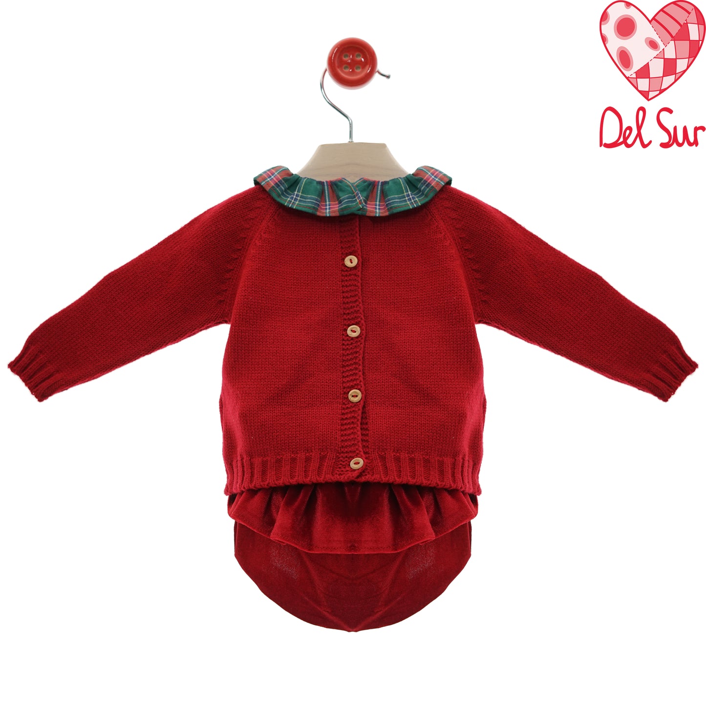 Conjunto bebé pololo ranita bebe musgo marca Del Sur colección navidad 1-36 meses