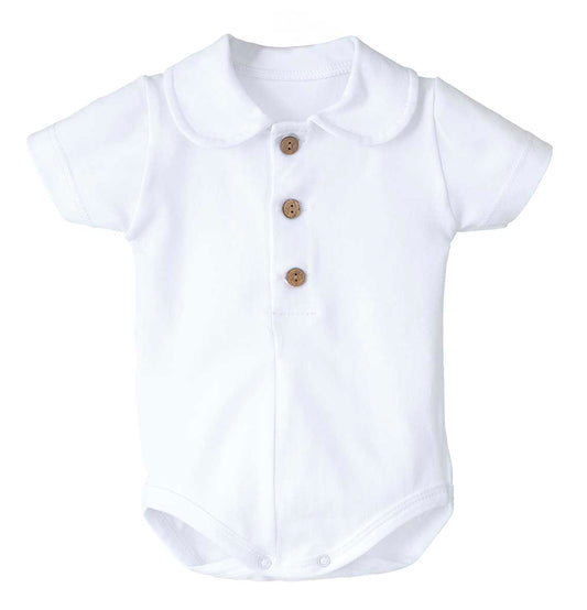 Body Bebé Cuello Redondo Tímor Elas Calamaro Blanco/Crudo | 1 a 36 Meses